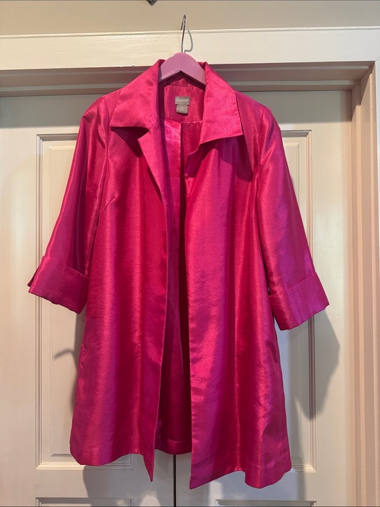 Chico's Jackets & Blazers - Chico's Shiny Fuchsia Open-Front Jacket